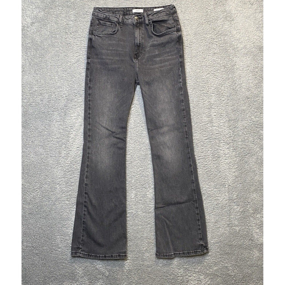 Forever 21 High‎ Rise Flare Jeans Size 29 Black Acid Wash 90s Hippy Boho Y2K